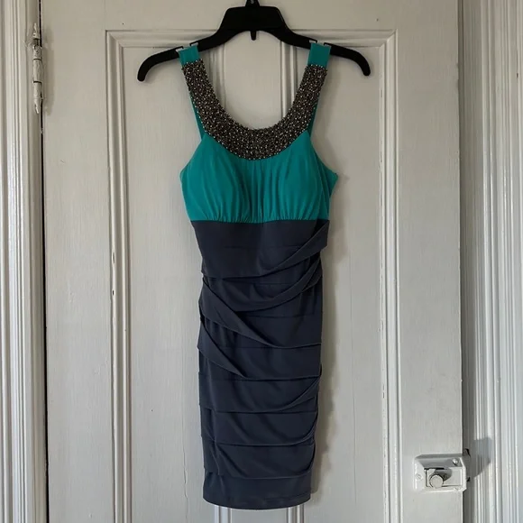City Triangles Dresses | Beaded Turquoise and Grey Dress | Color: Blue/Gray | Size: S | Adoptedbygrace's Closet City Triangles Dresses | Beaded Turquoise and Grey Dress | Color: Blue/Gray | Size: S | Adoptedbygrace's Closet